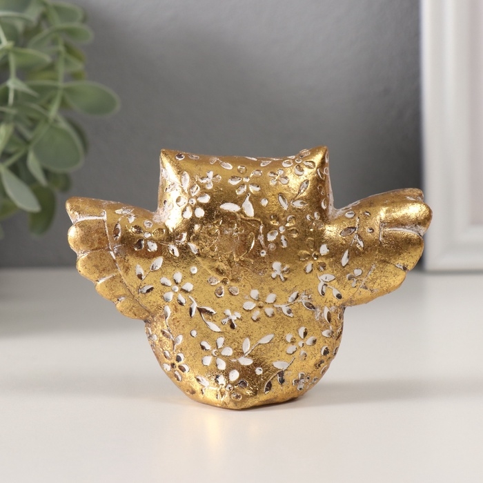 Сувенир полистоун Сувенир полистоун "Золотой филин с расправленными крыльями" геометрич. узоры 11,5х3,2х7,8 см 10323