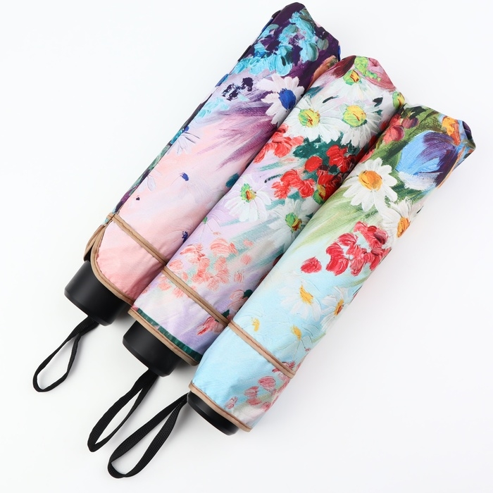 Зонт механический «Цветочная картина», эпонж, 4 сложения, 8 спиц, R = 48/55 см, D = 110 см, цвет МИКС Зонт механический «Цветочная картина», эпонж, 4 сложения, 8 спиц, R = 48/55 см, D = 110 см, цвет МИКС