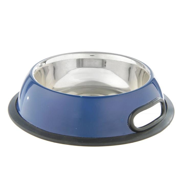 Миска с нескользящим основанием округлая цветная с ручкой, 450 мл, голубая Миска с нескользящим основанием округлая цветная с ручкой, 450 мл, голубая