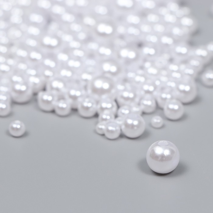 Бусины для творчества пластик Бусины для творчества пластик "Круглые. Белые" d=3-8 мм, набор 10 гр