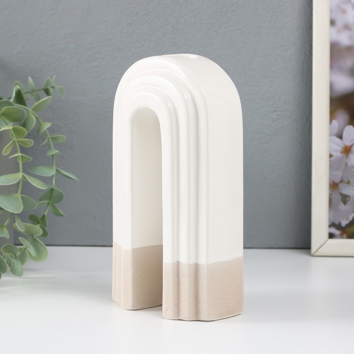 Подсвечник керамика на 1 свечу  Подсвечник керамика на 1 свечу "Скара" песочно-белый 10,3х6,2х18 см