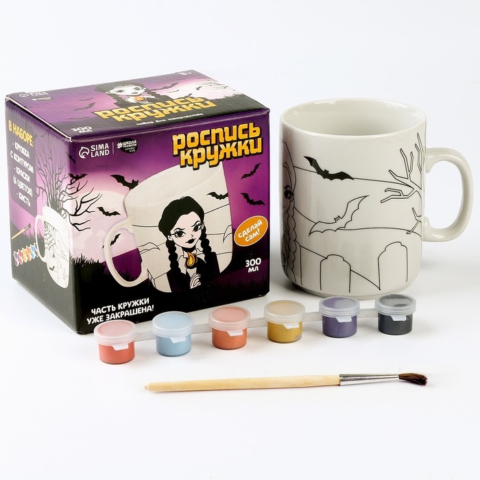 Роспись кружки красками (частичное заполнение) &laquo;Девочка с косичками&raquo;