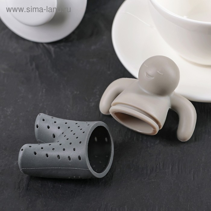 Ситечко для чая Доляна «Человечек», 8,5×7×3 см, цвет серый Ситечко для чая Доляна «Человечек», 8,5×7×3 см, цвет серый