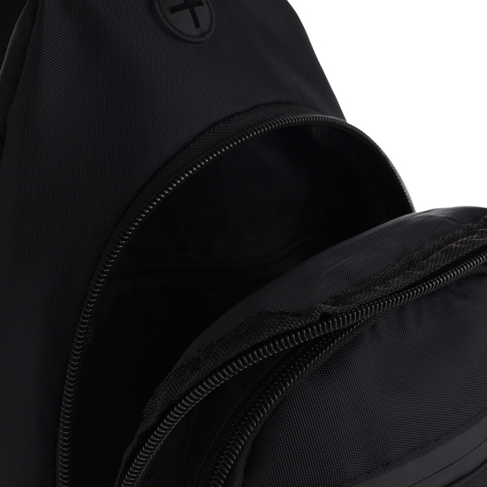 Сумка-слинг из текстиля, 3 наружных кармана, цвет чёрный Сумка-слинг из текстиля, 3 наружных кармана, цвет чёрный