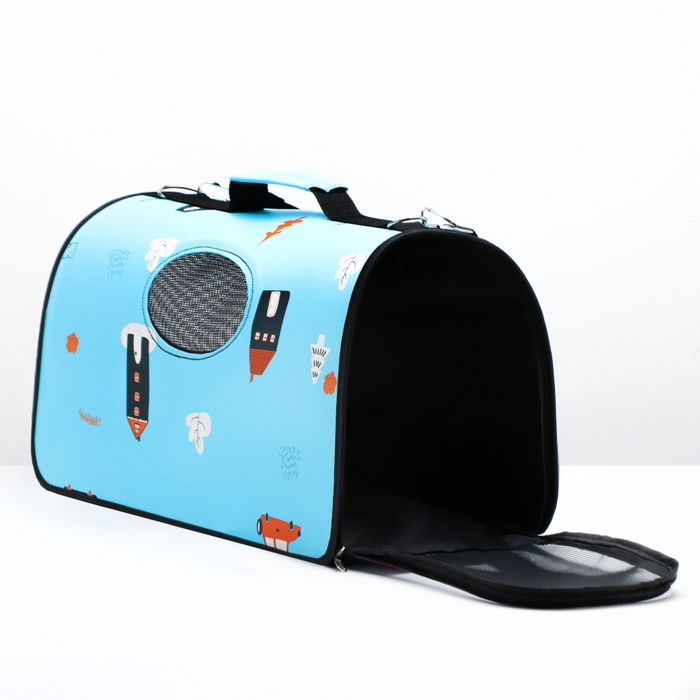 Сумка - переноска для животных  Сумка - переноска для животных "Путешественник", голубая, размер L, 53 х 21 х 29 см