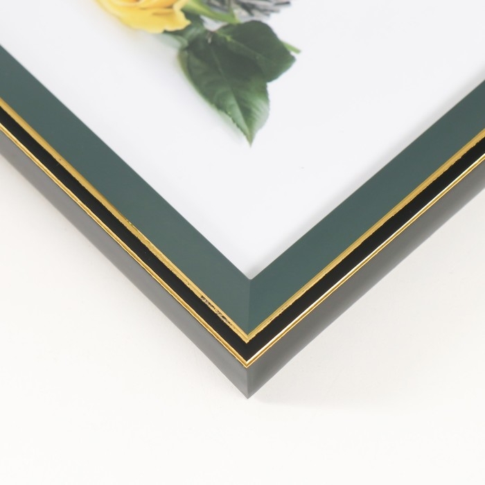 Фоторамка пластик 15х20 см Фоторамка пластик 15х20 см "Зелёный с золотым обрамлением" 17х22 см