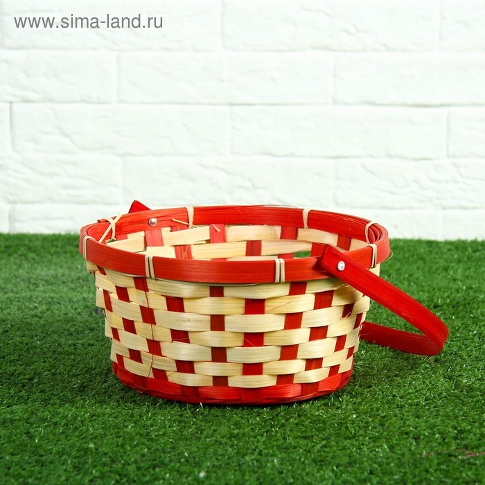 Корзина плетеная, бамбук, 21х21х10/24 см, красная Корзина плетеная, бамбук, 21х21х10/24 см, красная
