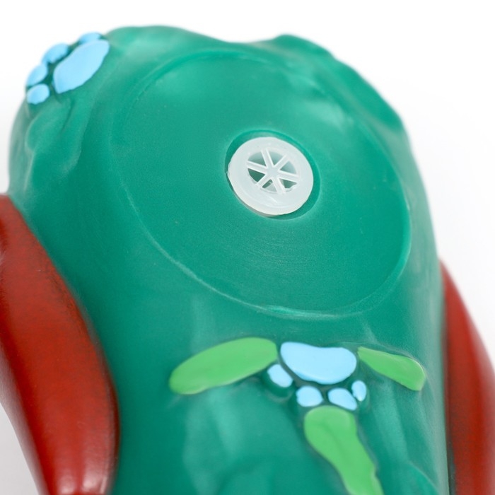 Игрушка пищащая для собак Игрушка пищащая для собак "Новогодняя кость с бантиком", виниловая, 18 х 5,6 х 4 см, зелёная