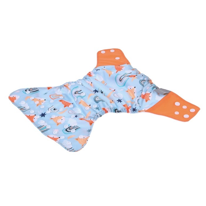 Многоразовый подгузник «Лисички», 3-15 кг, цвет голубой, оранжевый, Крошка Я Многоразовый подгузник «Лисички», 3-15 кг, цвет голубой, оранжевый, Крошка Я