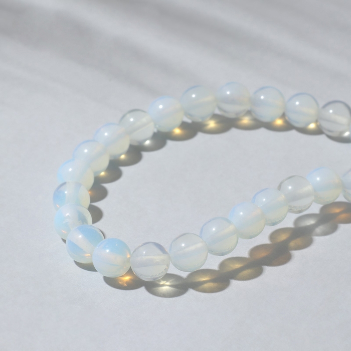 Бусины на нити шар №8 «Лунный камень», 48 бусин