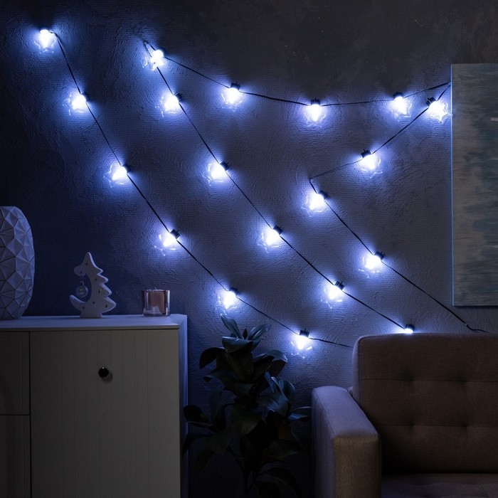 Умная гирлянда «Нить» 6 м с насадками «Звёздочки», IP20, тёмная нить, 20 LED, свечение RGB, USB Умная гирлянда «Нить» 6 м с насадками «Звёздочки», IP20, тёмная нить, 20 LED, свечение RGB, USB
