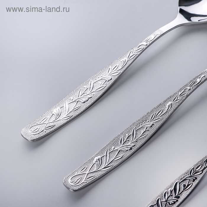 Набор столовый &laquo;Уралочка&raquo;, в картонной коробке ВИТРИНА, 18 предметов, цвет серебряный