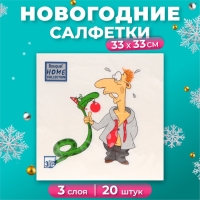 Новогодние салфетки бумажные Home Collection Сlassic «Пришел год змеи», 3 слоя, 33х33 см, 20 шт