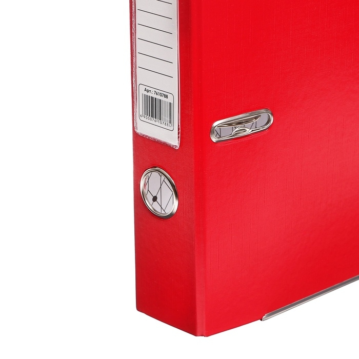 Папка-регистратор А4, 50 мм, Calligrata, ПВХ, тиснение Папка-регистратор А4, 50 мм, Calligrata, ПВХ, тиснение "лен", металлическая окантовка, карман на корешок, собранная, красная, микс