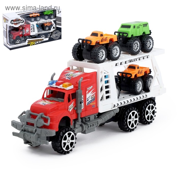 Грузовик инерционный &laquo;Перевозчик&raquo; с 4 машинами, МИКС