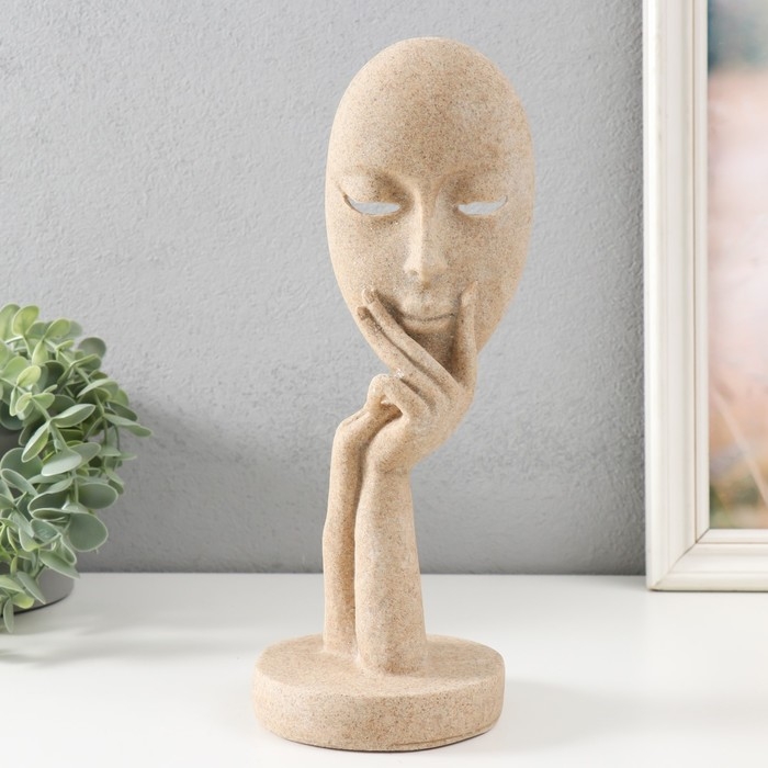 Сувенир полистоун Сувенир полистоун "Маска - лицо девушки" песочный 11,5х11,5х29 см