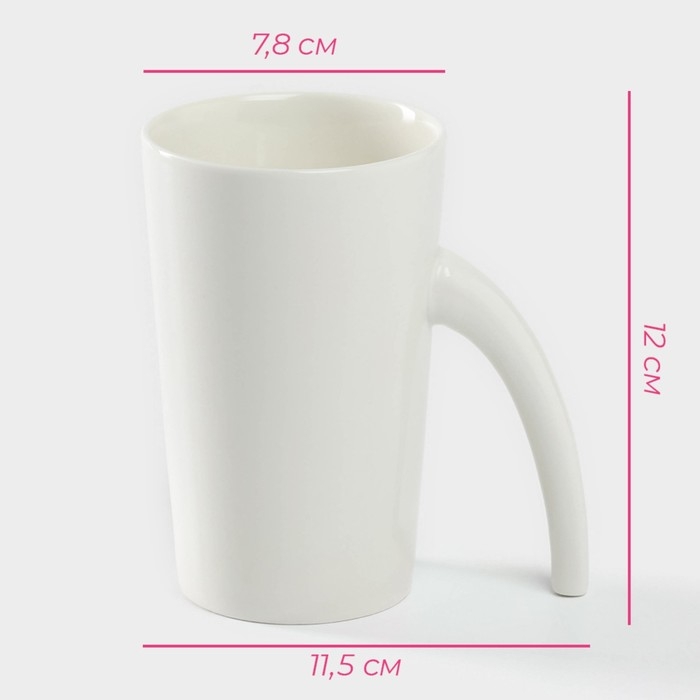 Кружка керамическая Доляна Coffee Brea, 300 мл, 11,5×7,8×12 см, цвет белый Кружка керамическая Доляна Coffee Brea, 300 мл, 11,5×7,8×12 см, цвет белый