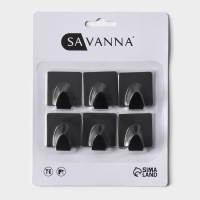 Крючки самоклеющиеся SAVANNA Black Loft, 6 шт, металл, 3,5×3,8×1,8 см, цвет чёрный