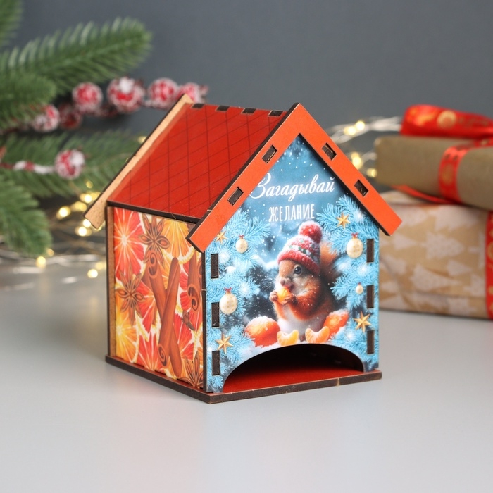 Новогодний чайный домик  Новогодний чайный домик "Загадывай желание" 10,5х9,5х12 см