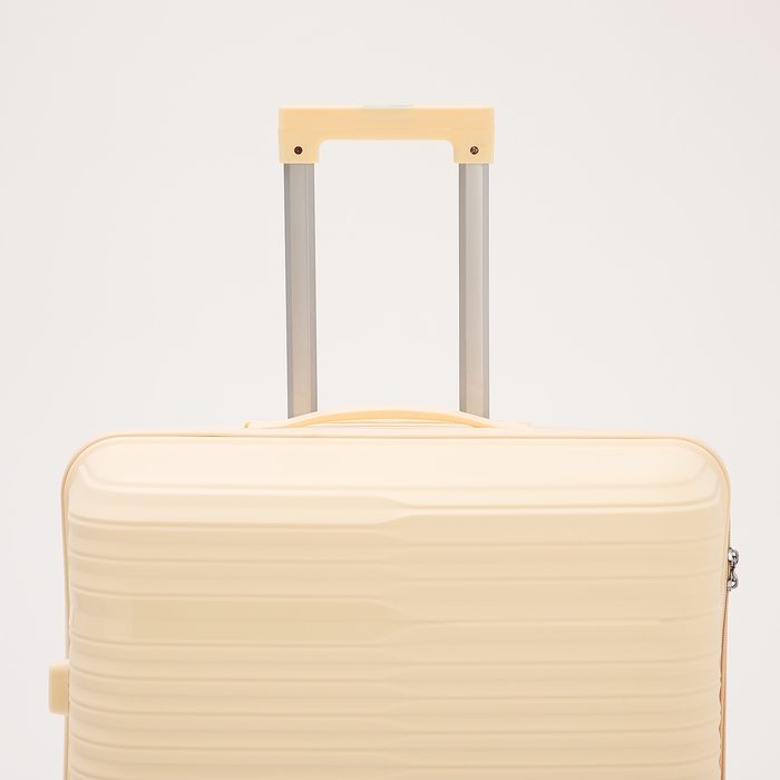 Чемодан большой 100 л (L), отдел на молнии, кодовый замок, 4 колеса, цвет бежевый Чемодан большой 100 л (L), отдел на молнии, кодовый замок, 4 колеса, цвет бежевый