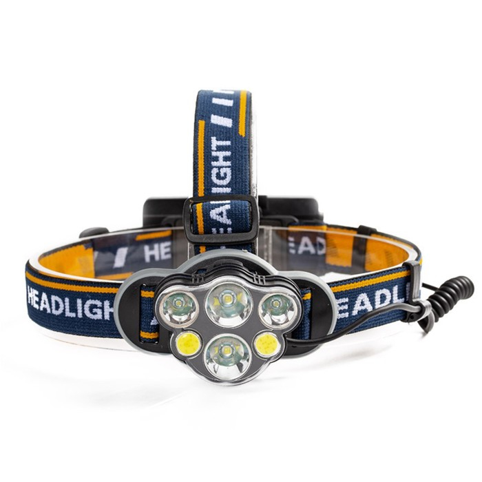 Фонарь налобный аккумуляторный  Фонарь налобный аккумуляторный "Мастер К", 4 LED, 2 COB, 2 аккумуляторных батареи, USB