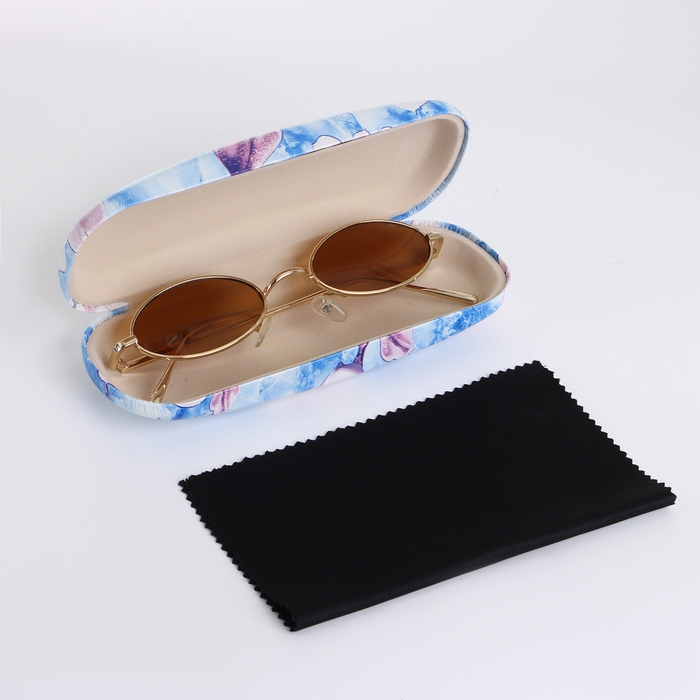 Футляр для очков на хлопушке, длина 16 см, цвет голубой Футляр для очков на хлопушке, длина 16 см, цвет голубой