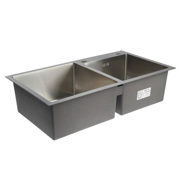 Мойка кухонная AFLORN AF97843-D, врезная, двойная, S=3,0 и 0,8 мм, 78х43х22 см, сифон, сатин Мойка кухонная AFLORN AF97843-D, врезная, двойная, S=3,0 и 0,8 мм, 78х43х22 см, сифон, сатин