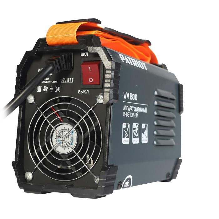Аппарат сварочный инверторный Patriot WM180D, 220 В, 7.8 кВт, 20-180 А, электроды 1.6-4 мм Аппарат сварочный инверторный Patriot WM180D, 220 В, 7.8 кВт, 20-180 А, электроды 1.6-4 мм