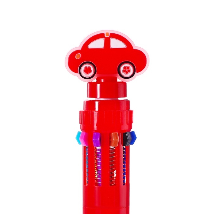 Многоцветная шариковая ручка Calligrata Многоцветная шариковая ручка Calligrata "Машинка-спиннер", автоматическая, 10-ти цветная, узел 0.7 мм, красная