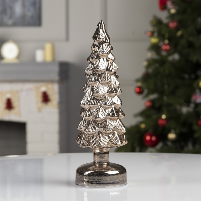 Светодиодная фигура «Золотистая ёлка» 9 × 29 × 9 см, стекло, батарейки АААх3 (не в комплекте), свечение тёплое белое