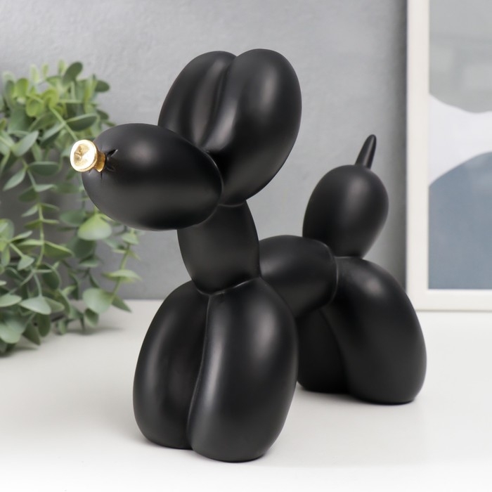 Сувенир полистоун Сувенир полистоун "Воздушный шарик - собачка с золотым носиком" чёрный 7,5х20,5х17,5 см