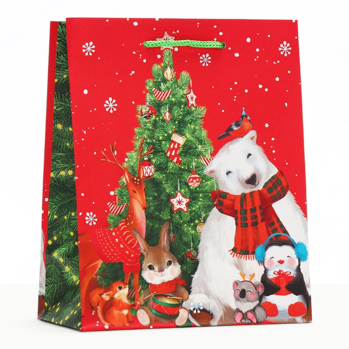 Новый год. Пакет подарочный Новый год. Пакет подарочный "Зверята", 18 х 22,3 х 10 см.