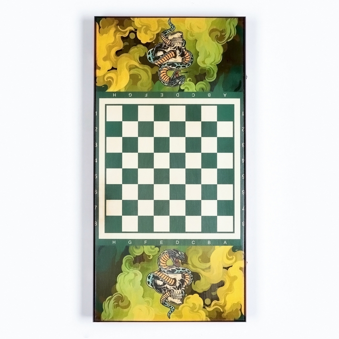 Нарды деревянные большие, с шашками Нарды деревянные большие, с шашками "Змея с Черепом", настольная игра, 60 х 60 см