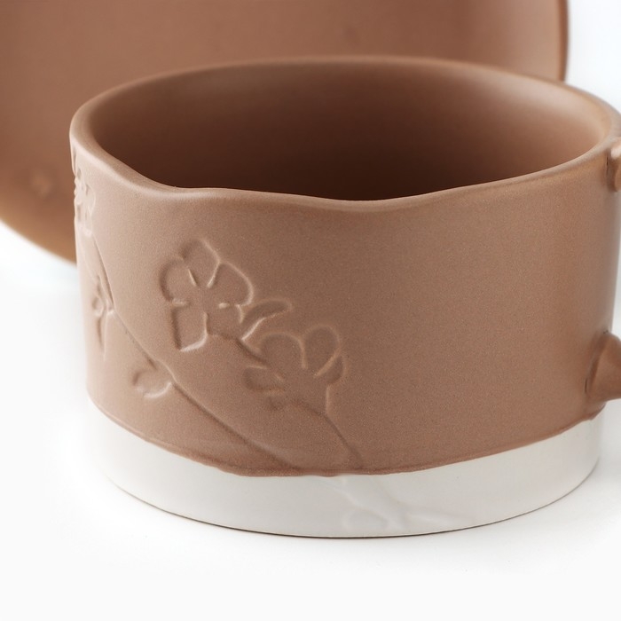 Чайная пара керамическая «Монблан», 2 предмета: кружка 220 мл, блюдце 13х13,6 см Чайная пара керамическая «Монблан», 2 предмета: кружка 220 мл, блюдце 13х13,6 см