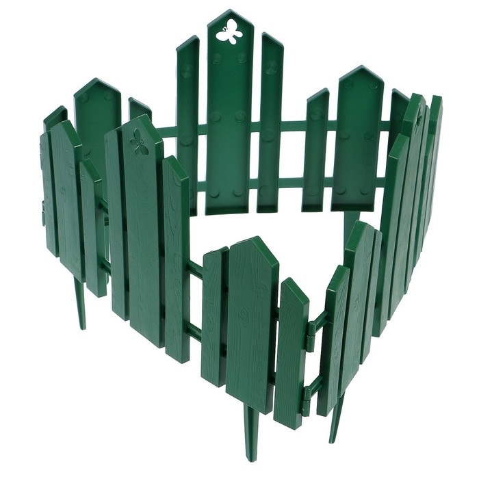 Ограждение декоративное, 25 × 170 см, 5 секций, пластик, зелёное, «Чудный сад» Ограждение декоративное, 25 × 170 см, 5 секций, пластик, зелёное, «Чудный сад»