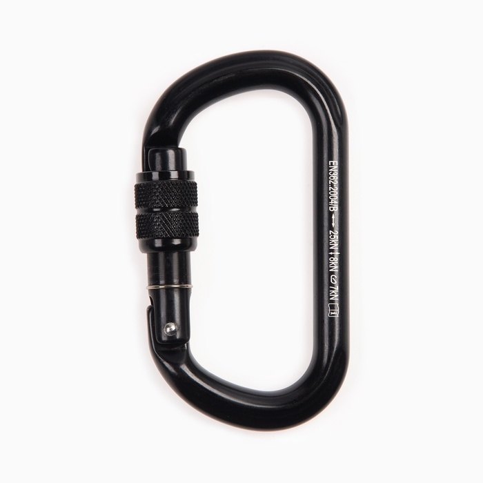 Карабин с муфтой, 11 х 6 см, 25 KN, черный Карабин с муфтой, 11 х 6 см, 25 KN, черный