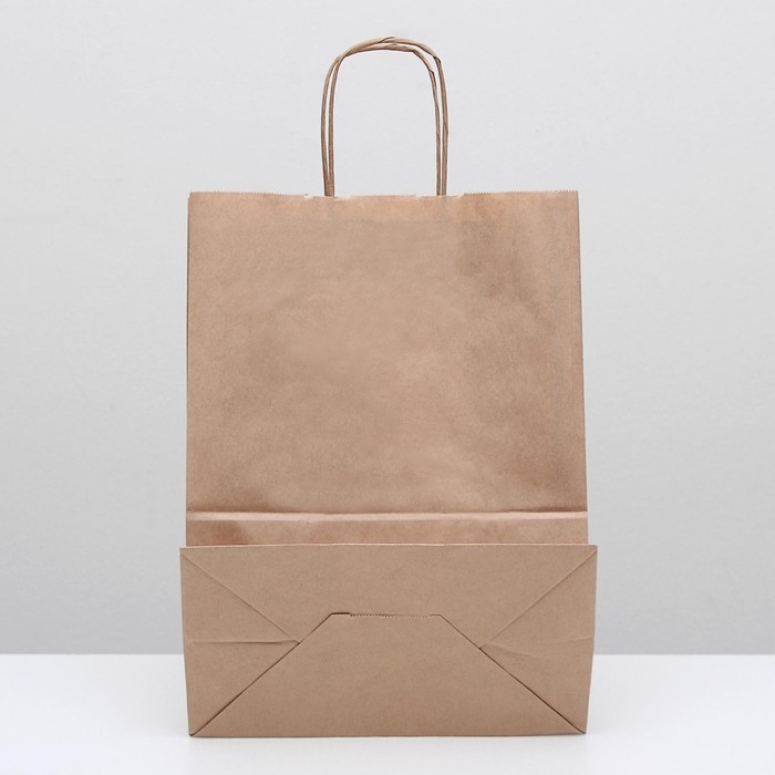 Пакет крафт без печати, круглая ручка 26 х 15 х 35 см, набор 10 шт Пакет крафт без печати, круглая ручка 26 х 15 х 35 см, набор 10 шт