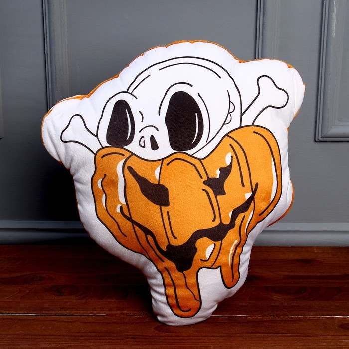 Мягкая игрушка «Череп» в тыкве, цвет белый Мягкая игрушка «Череп» в тыкве, цвет белый