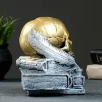 Фигурка гипс &laquo;Череп с книгой&raquo;, бронза с серебром, 19 см