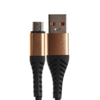 Кабель ONE DEPOT S03, microUSB - USB, 2.4 А, 1 метр, текстильная оплетка,черный