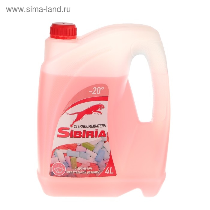 Жидкость стеклоомывающая зимняя Sibiria Бабл Гам, -20С, 4 л Жидкость стеклоомывающая зимняя Sibiria Бабл Гам, -20С, 4 л