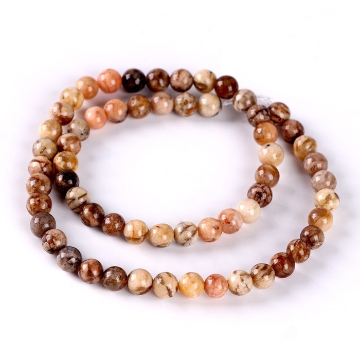 Бусины из натурального камня «Песочный агат» набор 58 шт., размер 1 шт. — 6 мм Бусины из натурального камня «Песочный агат» набор 58 шт., размер 1 шт. — 6 мм