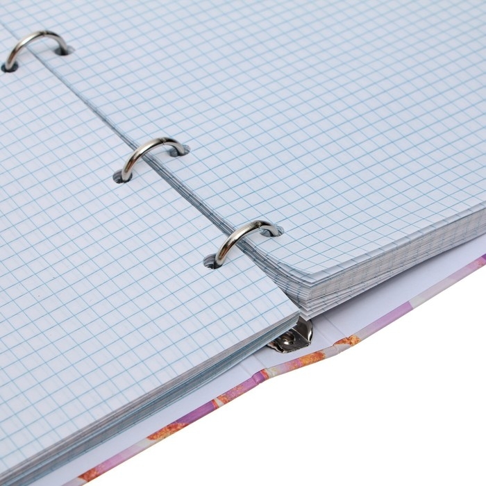 Тетрадь на кольцах A5 120 листов в клетку Calligrata "Мрамор светлый", обложка 7БЦ, без вырубки под кольца, блок офсет