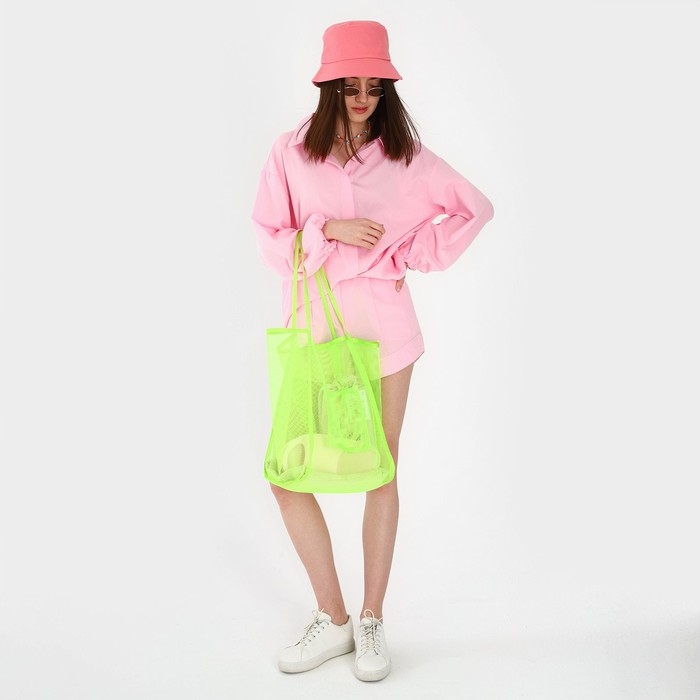 Сумка шопер пляжная, сеточная, 41х32х26 см, зелёный цвет Сумка шопер пляжная, сеточная, 41х32х26 см, зелёный цвет