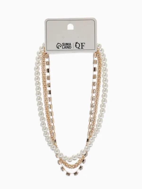 Чокер "Стиль" (набор 3шт) шар №8, со стразинками, тянется, 35+удл, цвет белый в золоте