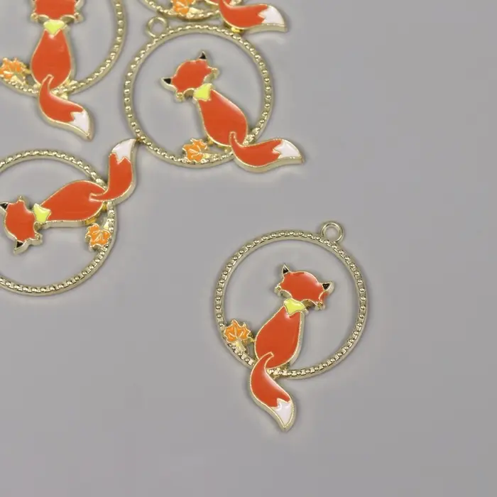 Декор для творчества металл, эмаль Декор для творчества металл, эмаль "Задумчивая лисичка" 3,5х2,5 см