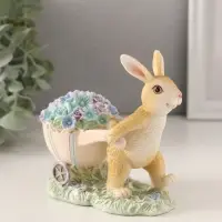 Фигурка полистоун &laquo;Зайчик с тележкой роз и незабудок&raquo;, 11&times;6&times;10.5 см