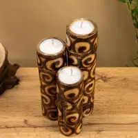 Свеча в бамбуке тройная, 14×13×30 см, 100 мл, коричневая