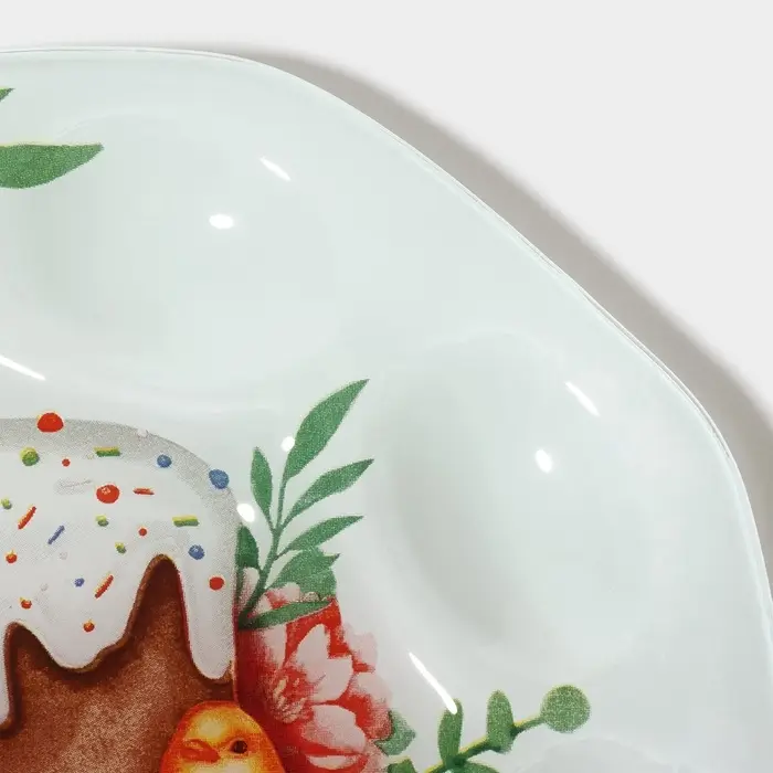 Подставка для яиц Доляна &laquo;Кулич&raquo;, 8 ячеек, 22&times;22 см, стекло, белая