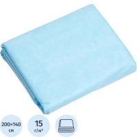 Простыня 140х200, голубой (10шт/упак), пл.15, спанбонд, А1, 12652